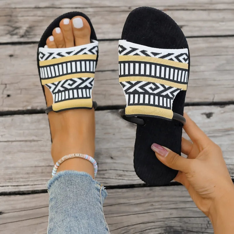 Women's Woven Slide Sandals with Soft Cushioned Footbed